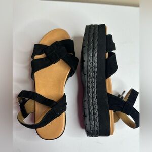 New UGG Black Suede Platform Sandals size 8